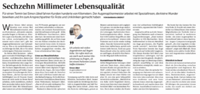 "16mm Lebensqualität" - durch die Anpassung von Sklerallinsen wieder scharf sehen